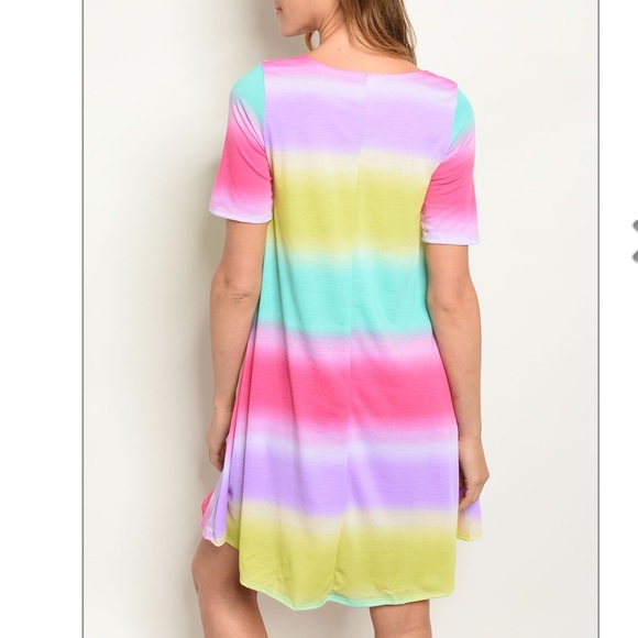 Bright pastel gradient printed striped tunic dress - Picture 7 of 8